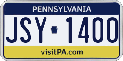 PA license plate JSY1400