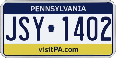 PA license plate JSY1402