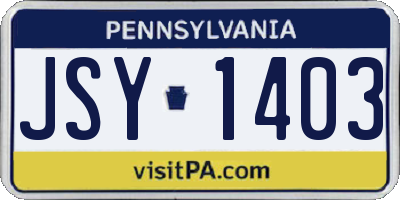PA license plate JSY1403