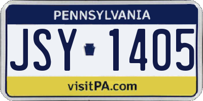 PA license plate JSY1405