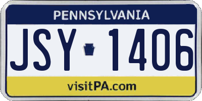 PA license plate JSY1406