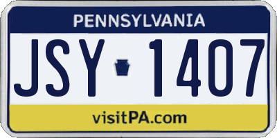PA license plate JSY1407