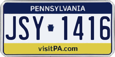 PA license plate JSY1416