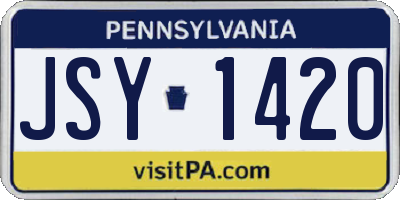 PA license plate JSY1420