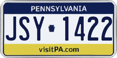 PA license plate JSY1422