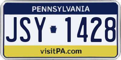 PA license plate JSY1428