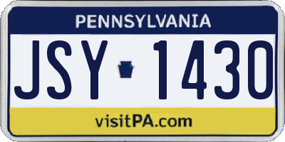 PA license plate JSY1430