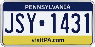 PA license plate JSY1431
