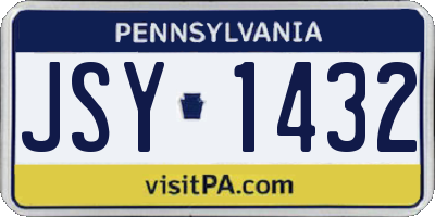 PA license plate JSY1432