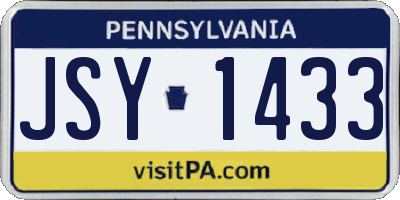 PA license plate JSY1433