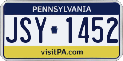 PA license plate JSY1452