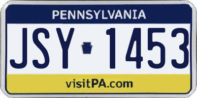 PA license plate JSY1453