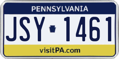 PA license plate JSY1461
