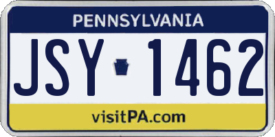 PA license plate JSY1462