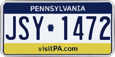 PA license plate JSY1472