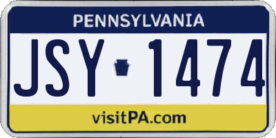 PA license plate JSY1474