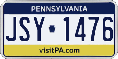 PA license plate JSY1476