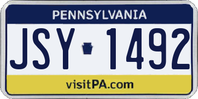 PA license plate JSY1492