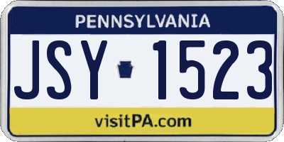 PA license plate JSY1523