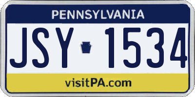 PA license plate JSY1534