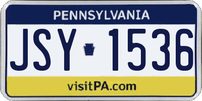 PA license plate JSY1536