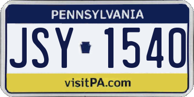 PA license plate JSY1540