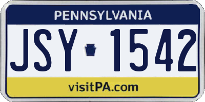 PA license plate JSY1542