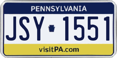PA license plate JSY1551
