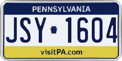 PA license plate JSY1604