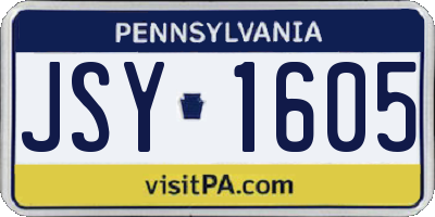 PA license plate JSY1605