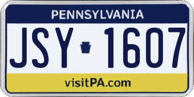 PA license plate JSY1607