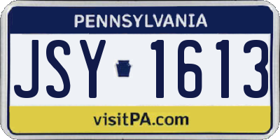 PA license plate JSY1613