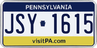 PA license plate JSY1615