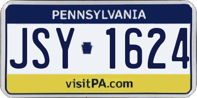 PA license plate JSY1624