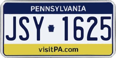 PA license plate JSY1625