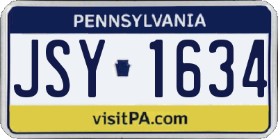 PA license plate JSY1634