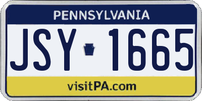 PA license plate JSY1665