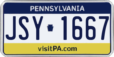 PA license plate JSY1667