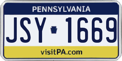 PA license plate JSY1669
