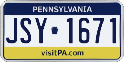 PA license plate JSY1671