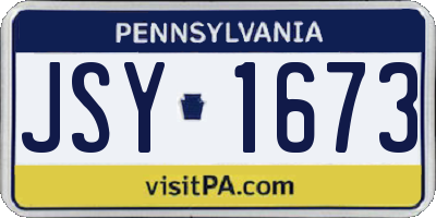 PA license plate JSY1673