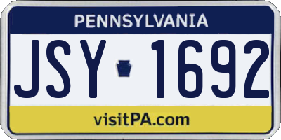 PA license plate JSY1692