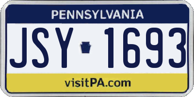 PA license plate JSY1693