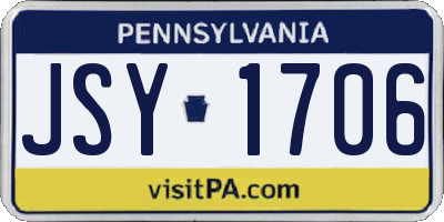 PA license plate JSY1706