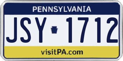 PA license plate JSY1712