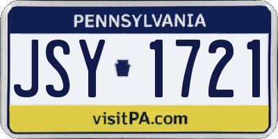 PA license plate JSY1721