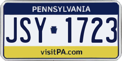 PA license plate JSY1723