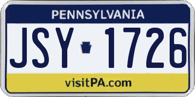 PA license plate JSY1726