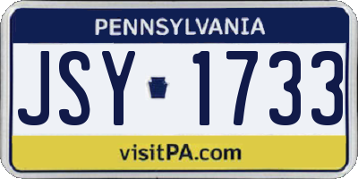 PA license plate JSY1733