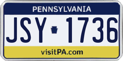PA license plate JSY1736